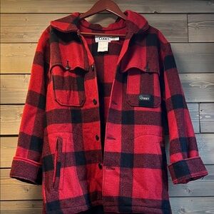 Vintage Pure Virgin Wool Red and Black Plaid Coat by Codet